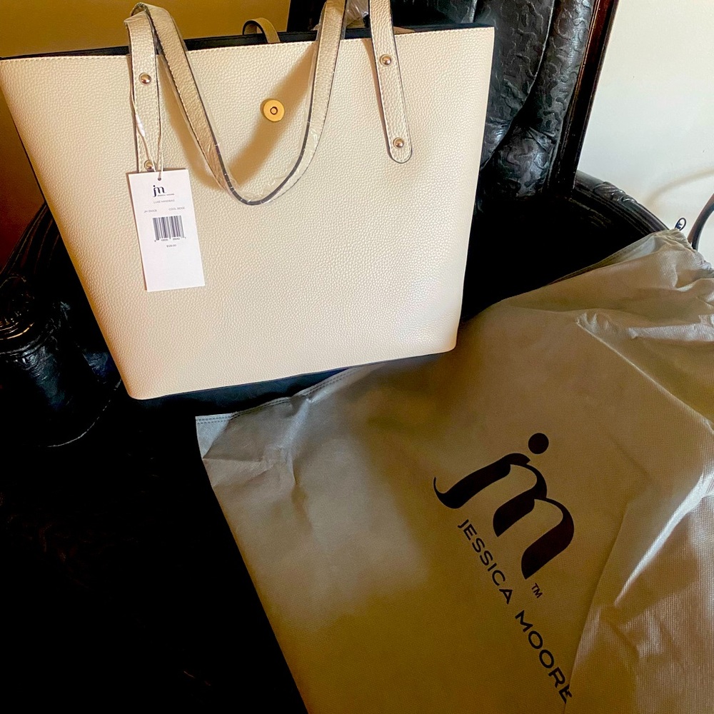 Jessica Moore! Lux Handbag, Very Nice In Size And Detail. Cool Beige In Color